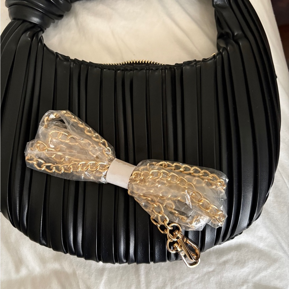 Chic Black Pleated Clutch